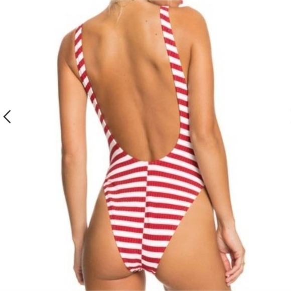 Roxy Red White Striped Bikini One Piece NWT - Picture 9 of 9